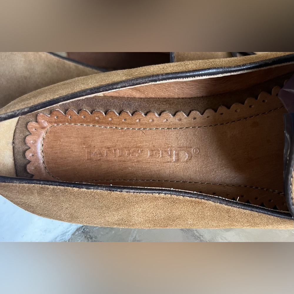 Lands' End Women's Leather Flat Slip On Loafer w/Bow Accent Shoes Size 8 - Picture 7 of 9